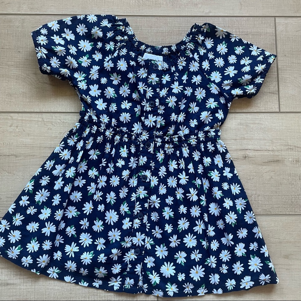 Old Navy baby girl floral print daisy navy and white dress